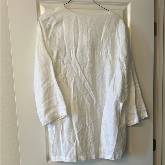 EUC White Linen One-Button Jacket/Top - Picture 6 of 6